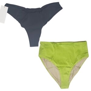 2 Bahia Maria Swim Bottoms Black/Lime Green Small Vacation NWT Bundle 🌞